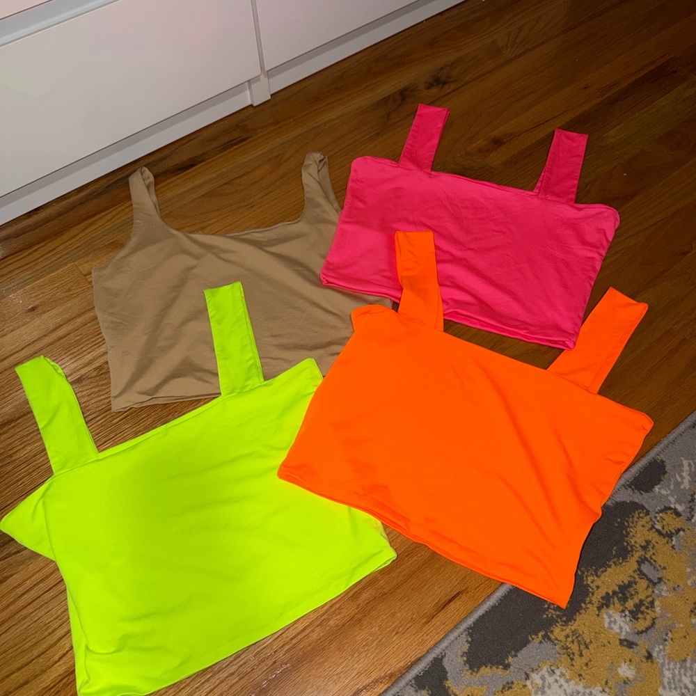 Vibrant Women's Crop Tops Set - Pink, Orange, Tan, Neon Green